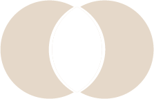 Zwei hellblaue Kreise die sich überlappen, die Schnittmenge ist dunkler. Symbol für Paartherapie