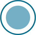 Ein hellblauer Kreis mit einem zentrierten dunkleren kleinerem Kreis. Symbol für erfüllte Liebe.