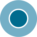 Ein hellblauer Kreis mit einem zentrierten dunkleren kleinerem Kreis. Symbol für erfüllte Liebe.